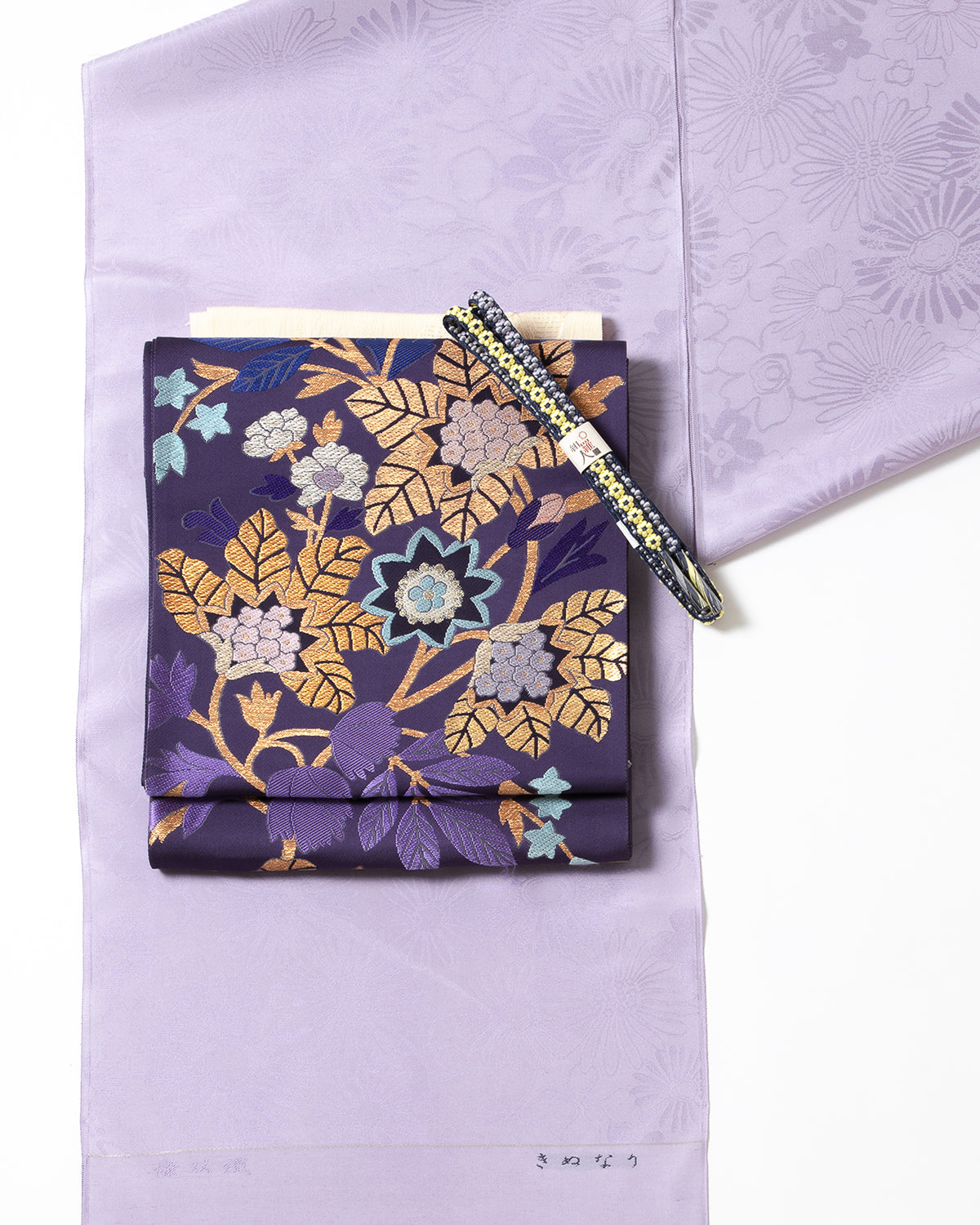 織匠万勝 きぬなり 着尺 雛菊文様 藤紫色 – EMON