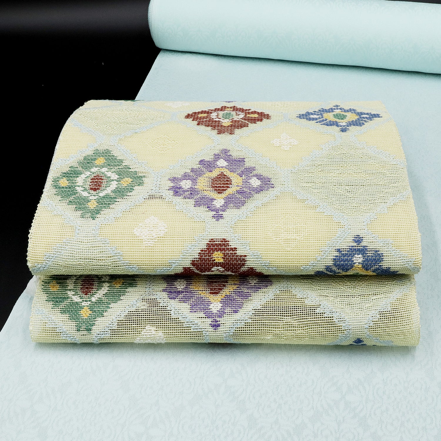 帯屋捨松 夏八寸名古屋帯 ペルシャ菱文 – EMON