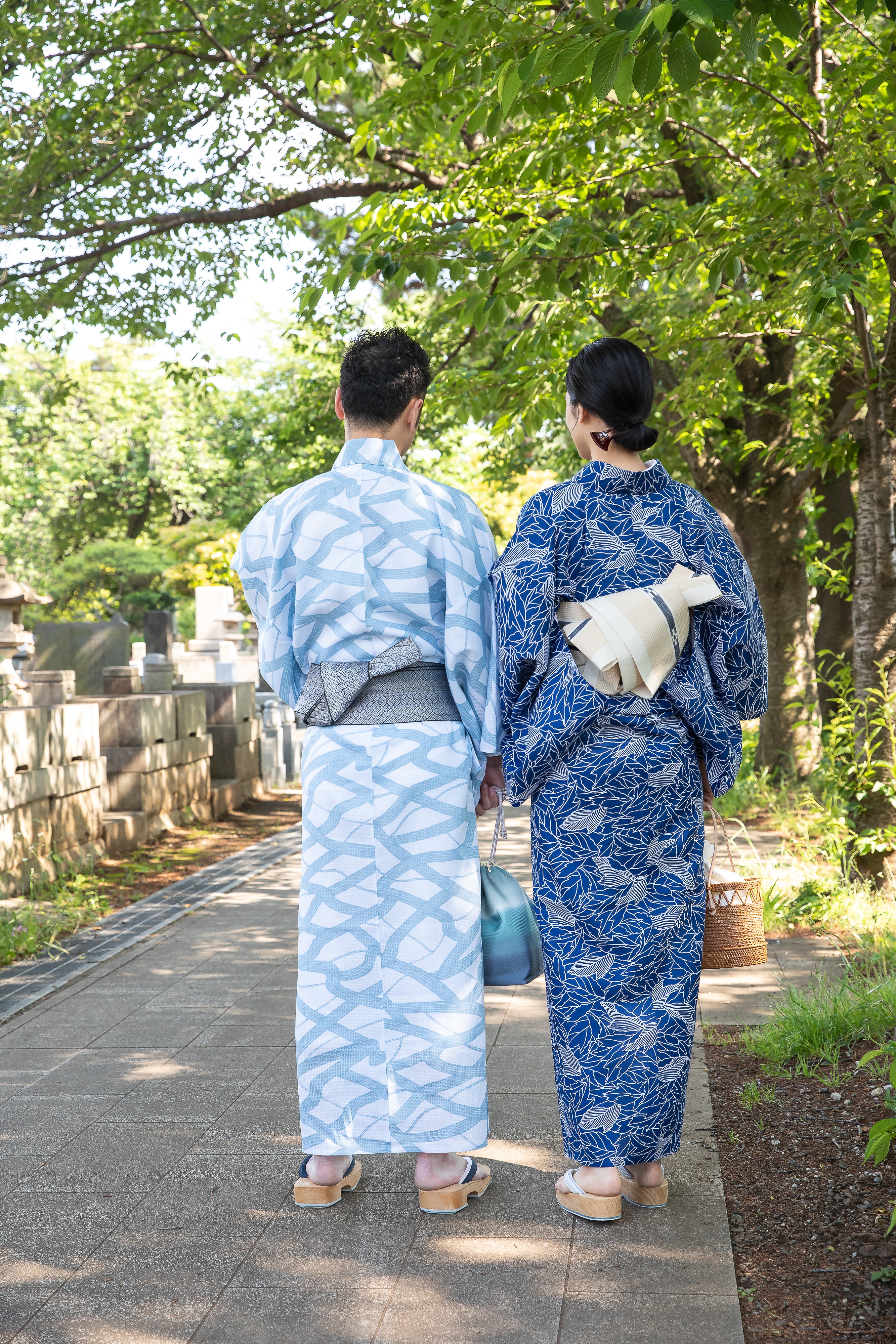 伊勢型写し浴衣「道」浅縹 （男性も仕立可） – EMON