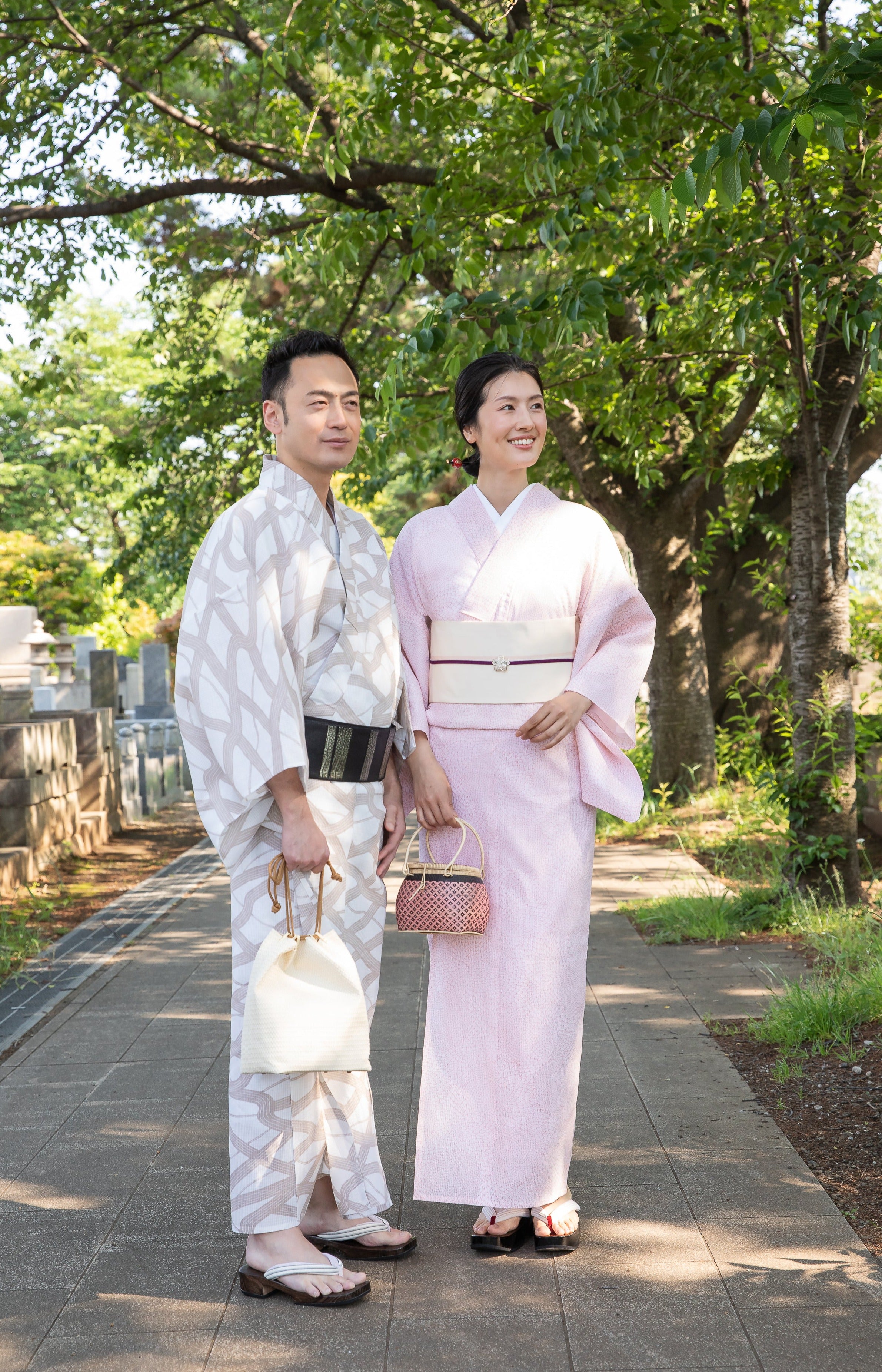 伊勢型写し浴衣「道」亜麻色（男性も仕立可） – EMON