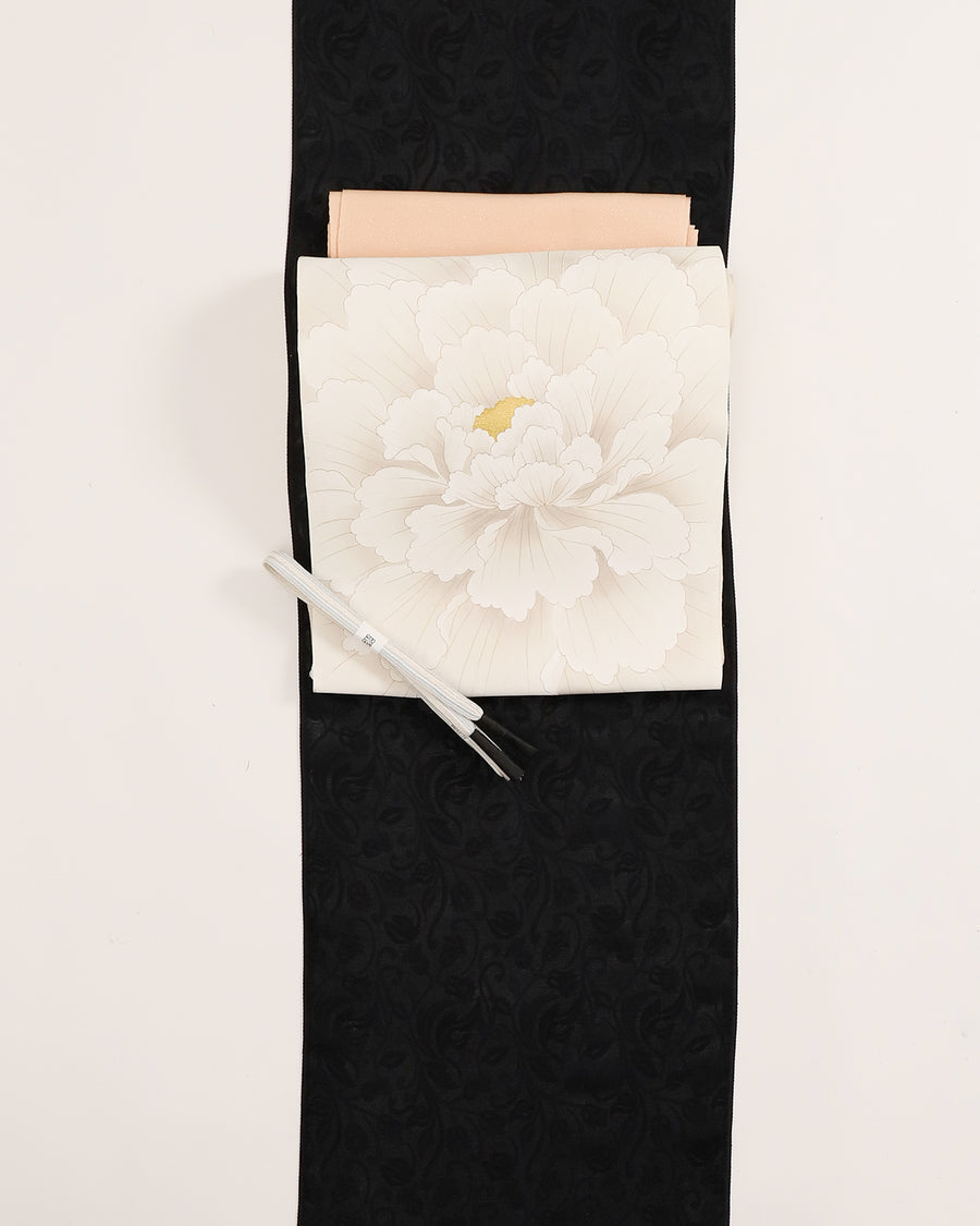 工芸染匠成謙塩瀬本友禅染名古屋帯大輪牡丹 – EMON