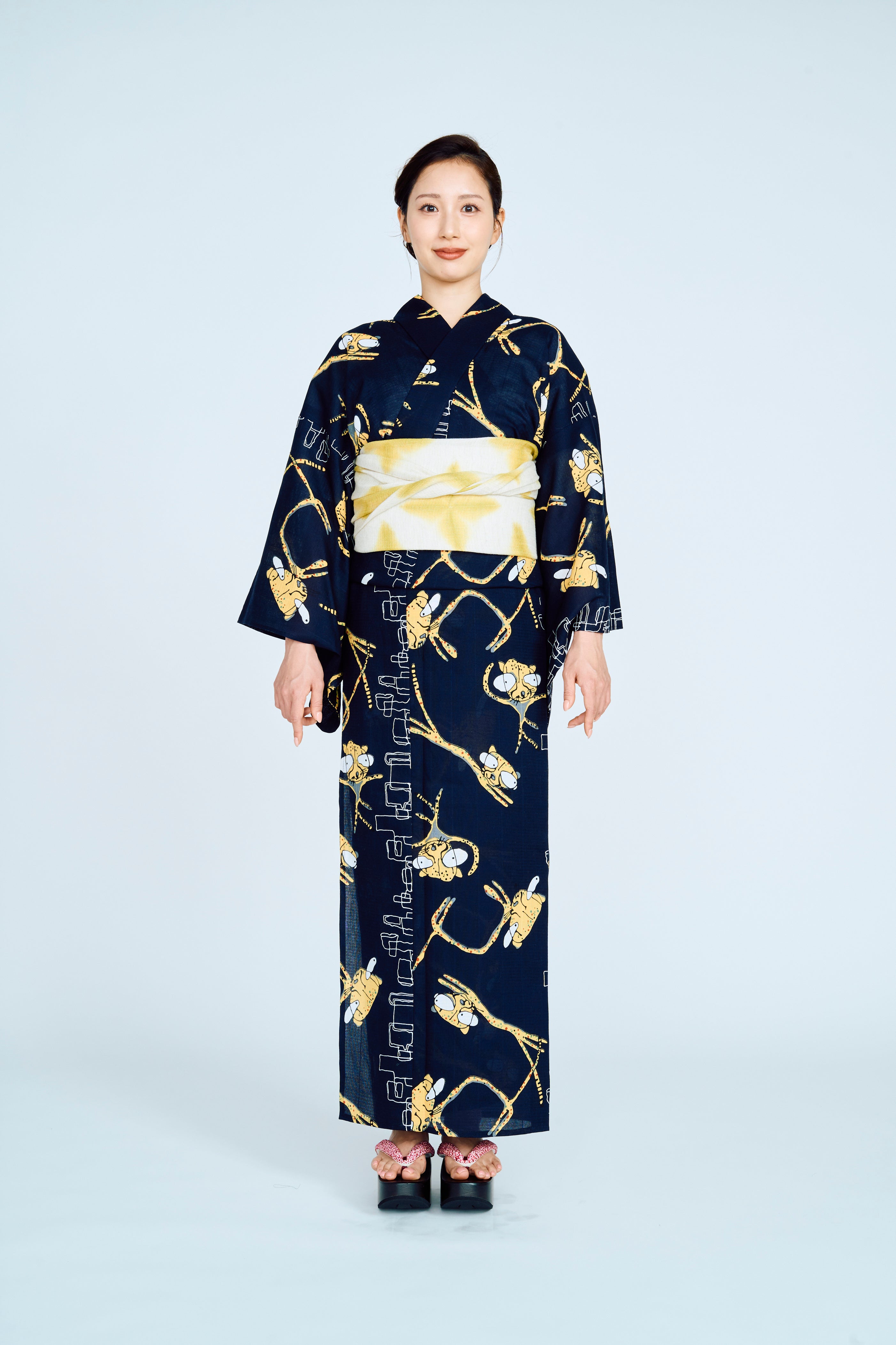 浴衣♪背の高い方用 KIMONOMACHI 浴衣 レディース レトロ 3点 セット「レトロ