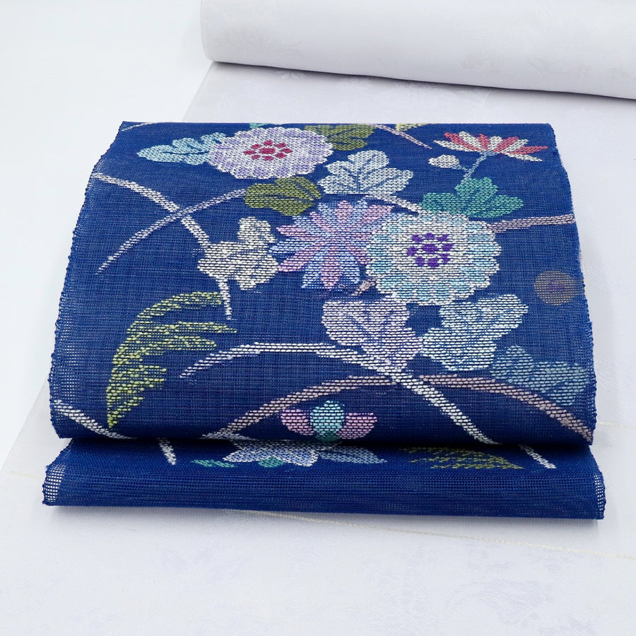 帯屋捨松<br>夏八寸名古屋帯<br>金剛秋草文