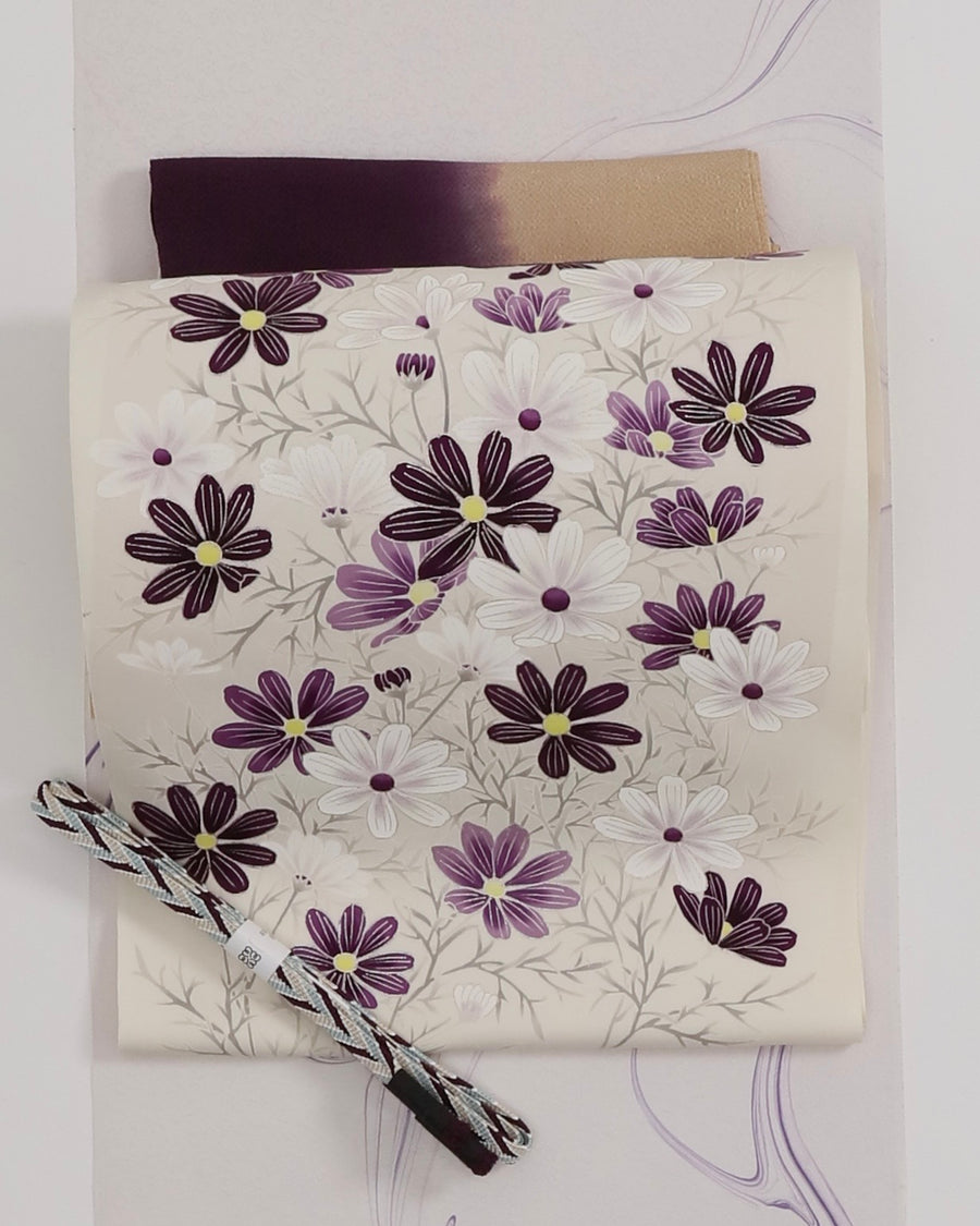 工芸染匠成謙 九寸名古屋帯 コスモス文様 – EMON