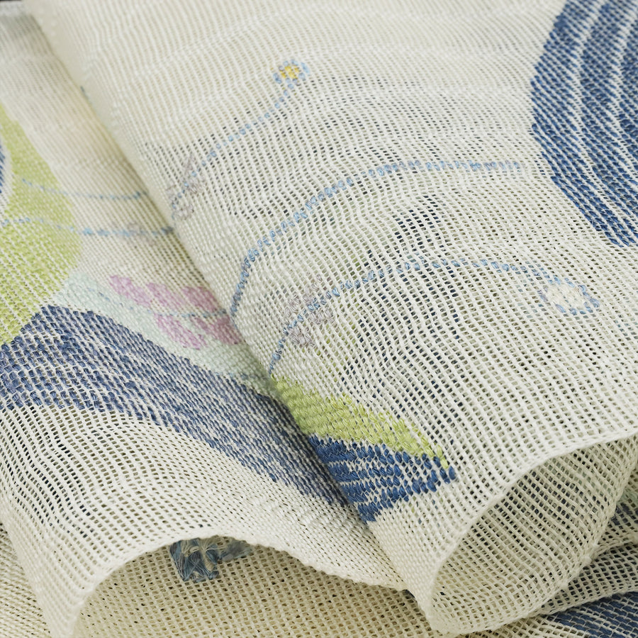 帯屋捨松<br>夏八寸名古屋帯<br>銀の葉文