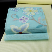 平和屋着物＊極上　夏物　1854年創業　帯屋捨松　八寸名古屋帯　枝花文　逸品　CYAA3991s6 平和屋着物□極上 夏物 1854年創業 帯屋捨松 八寸名古屋帯 横段草花文