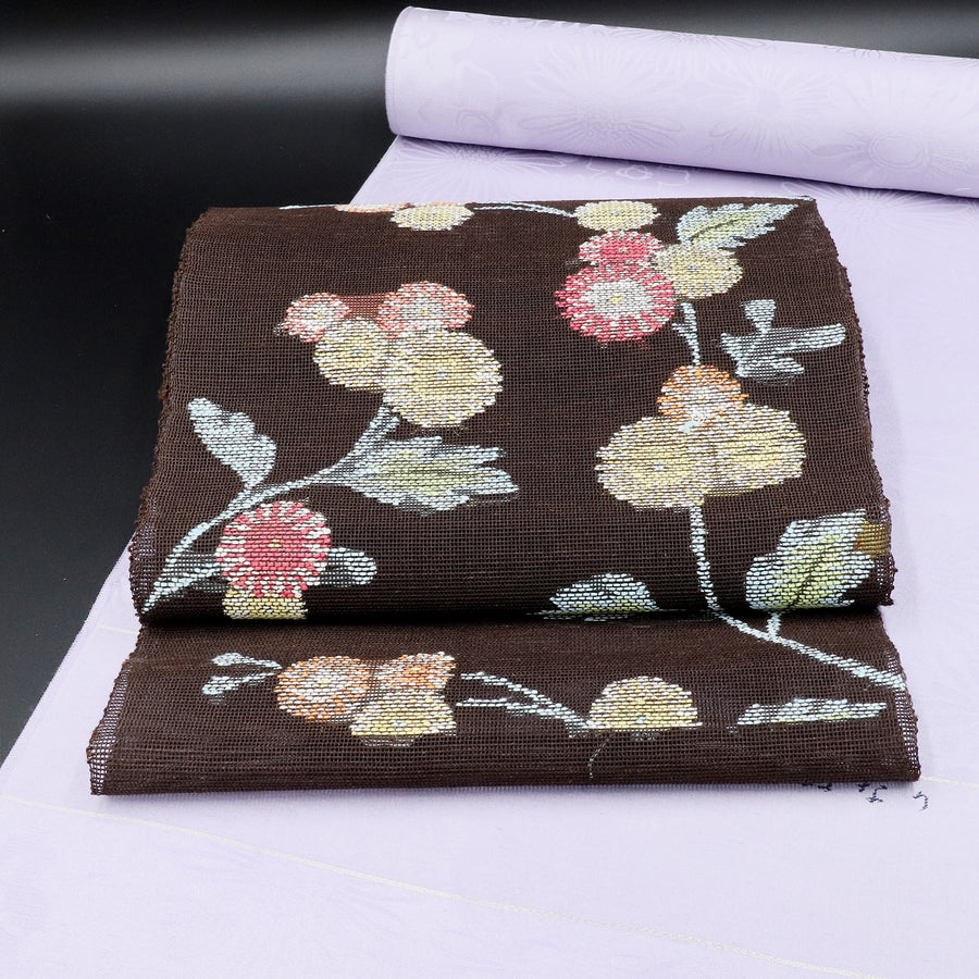 帯屋捨松<br>夏八寸名古屋帯<br>斑鳩小菊文