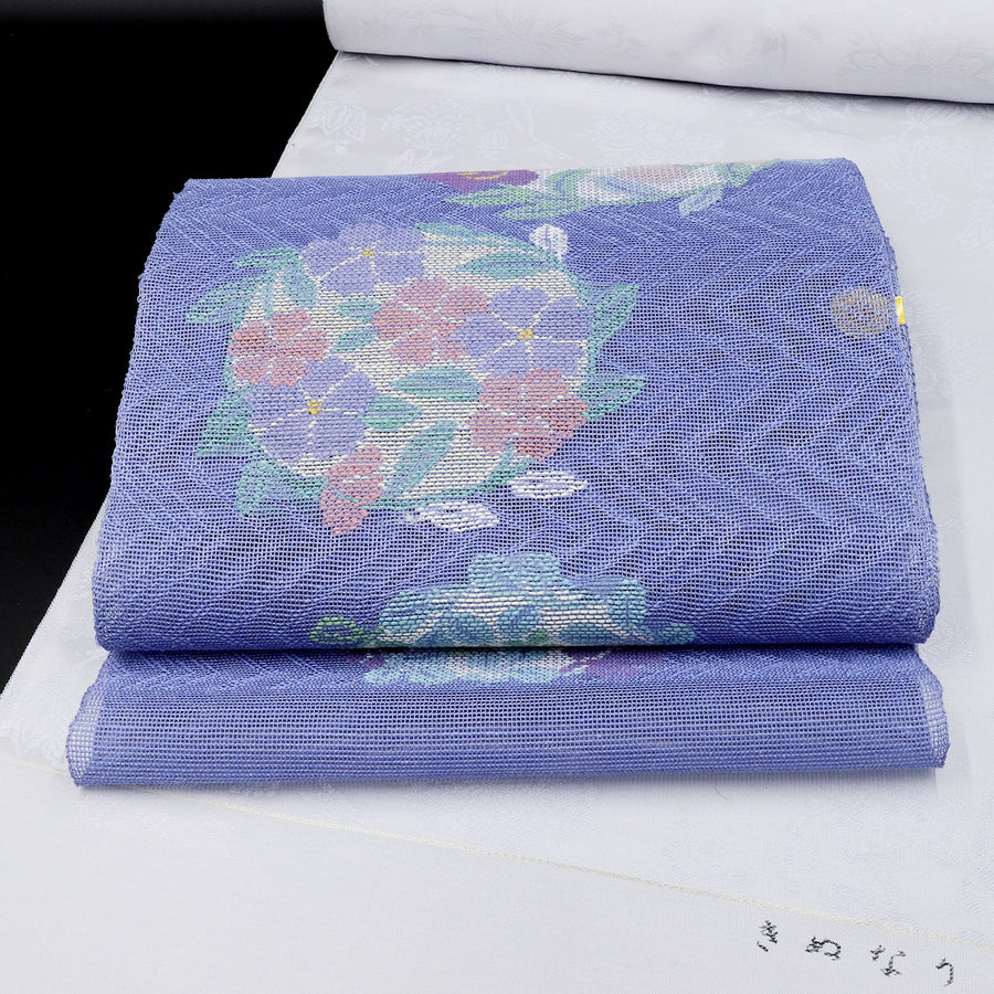 帯屋捨松<br>夏八寸名古屋帯<br>古今花丸文