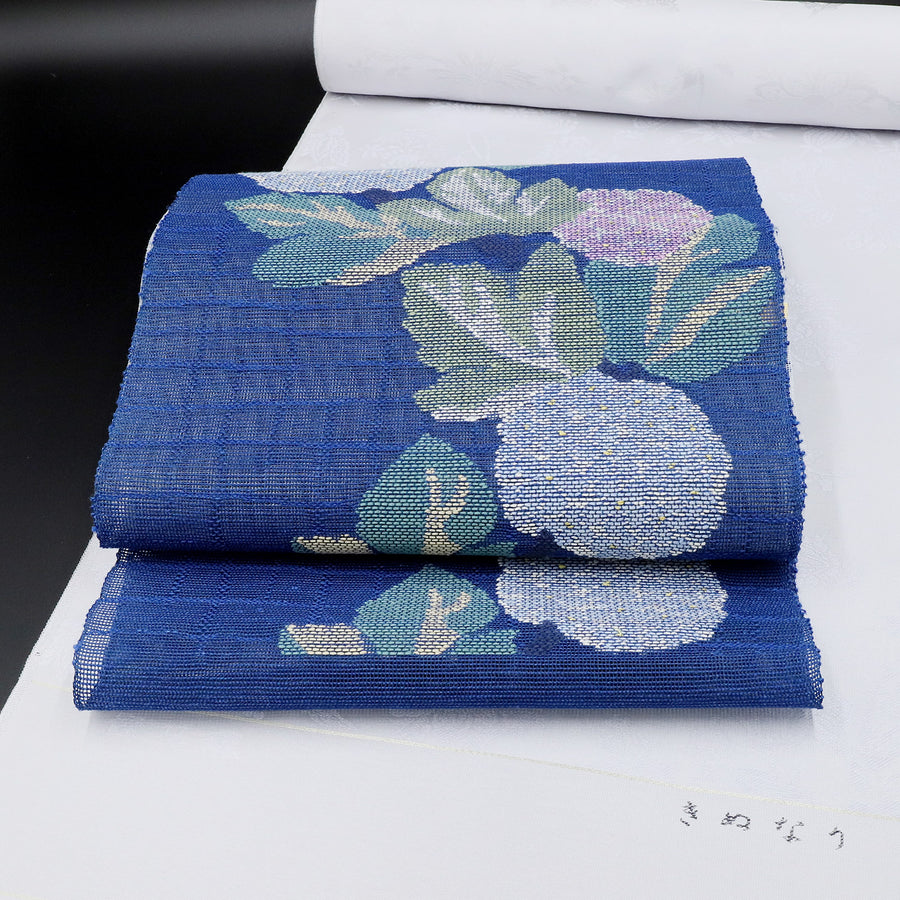 帯屋捨松<br>夏八寸名古屋帯<br>紫陽花文