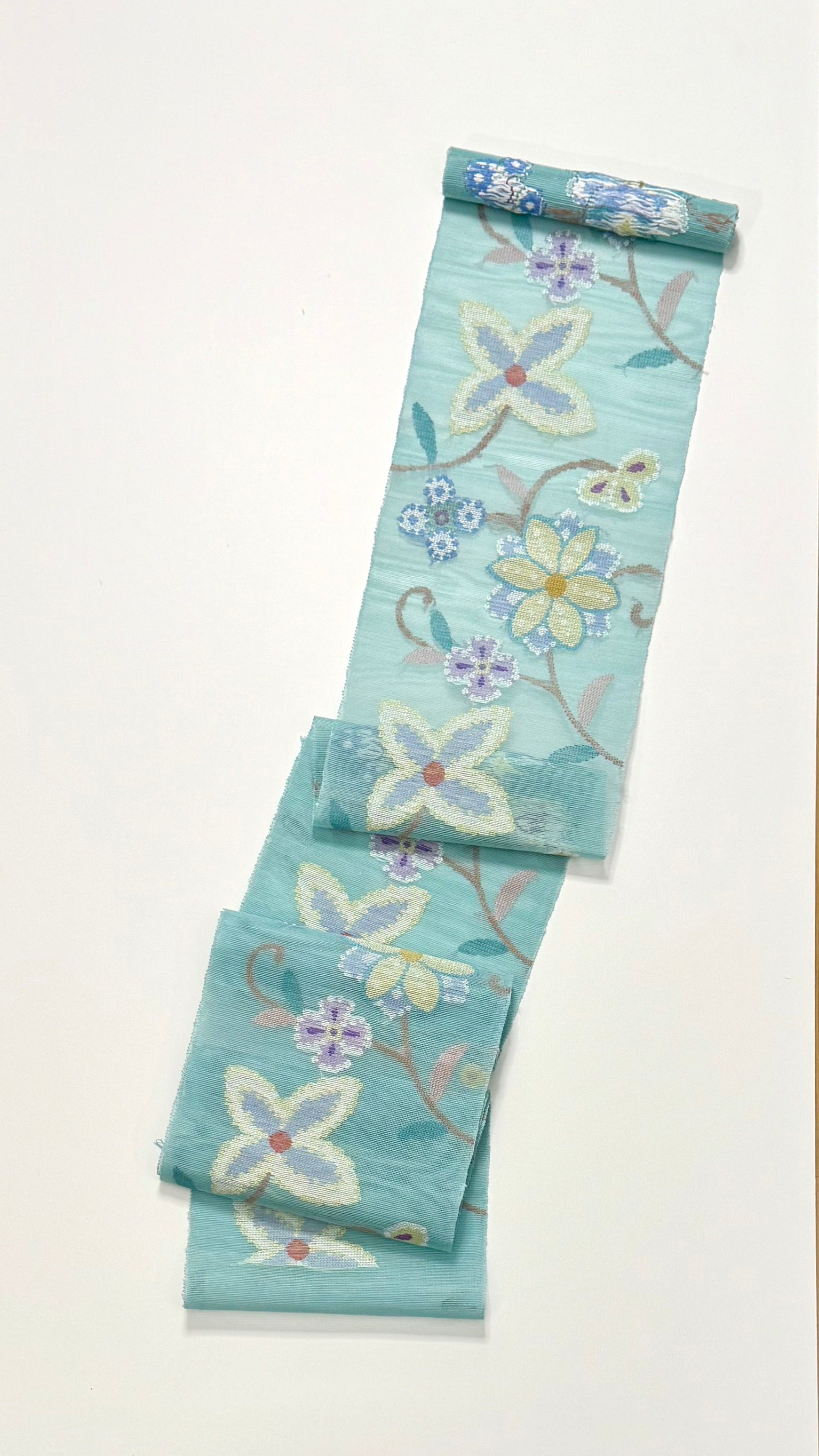平和屋着物＊極上　夏物　1854年創業　帯屋捨松　八寸名古屋帯　枝花文　逸品　CYAA3991s6 平和屋着物□極上 夏物 1854年創業 帯屋捨松 八寸名古屋帯 横段草花文