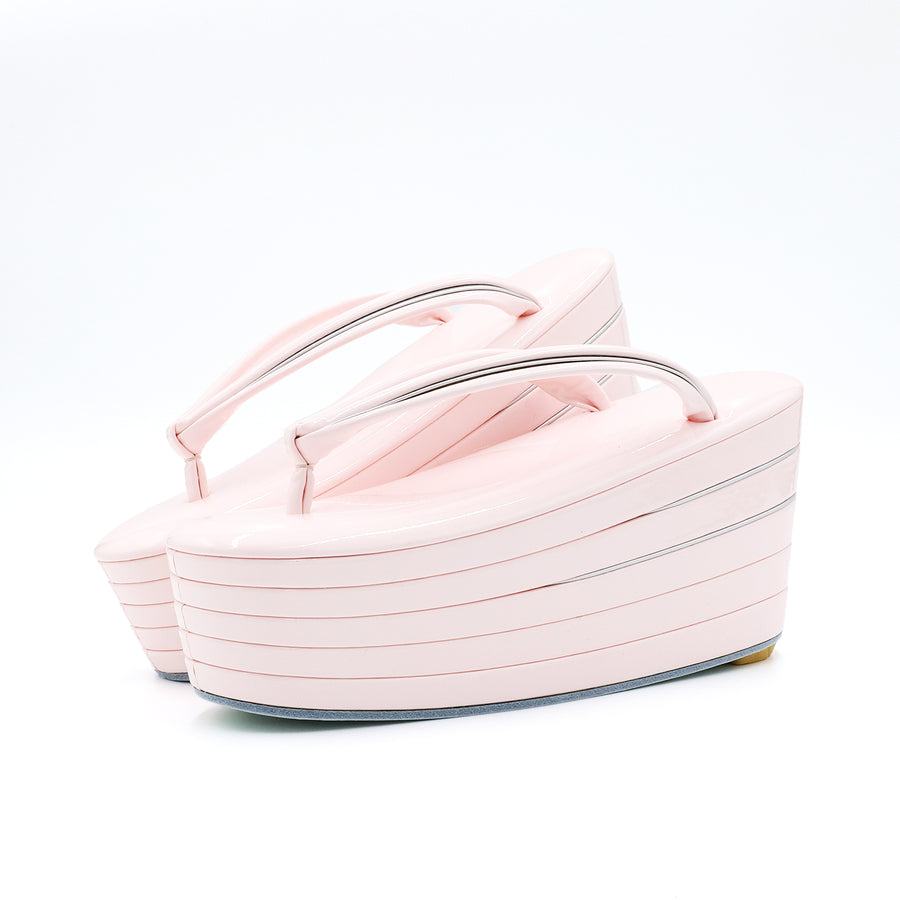 アゲ草履 5分5枚<br>ベビーピンク×シルバー<br>M・Lサイズ