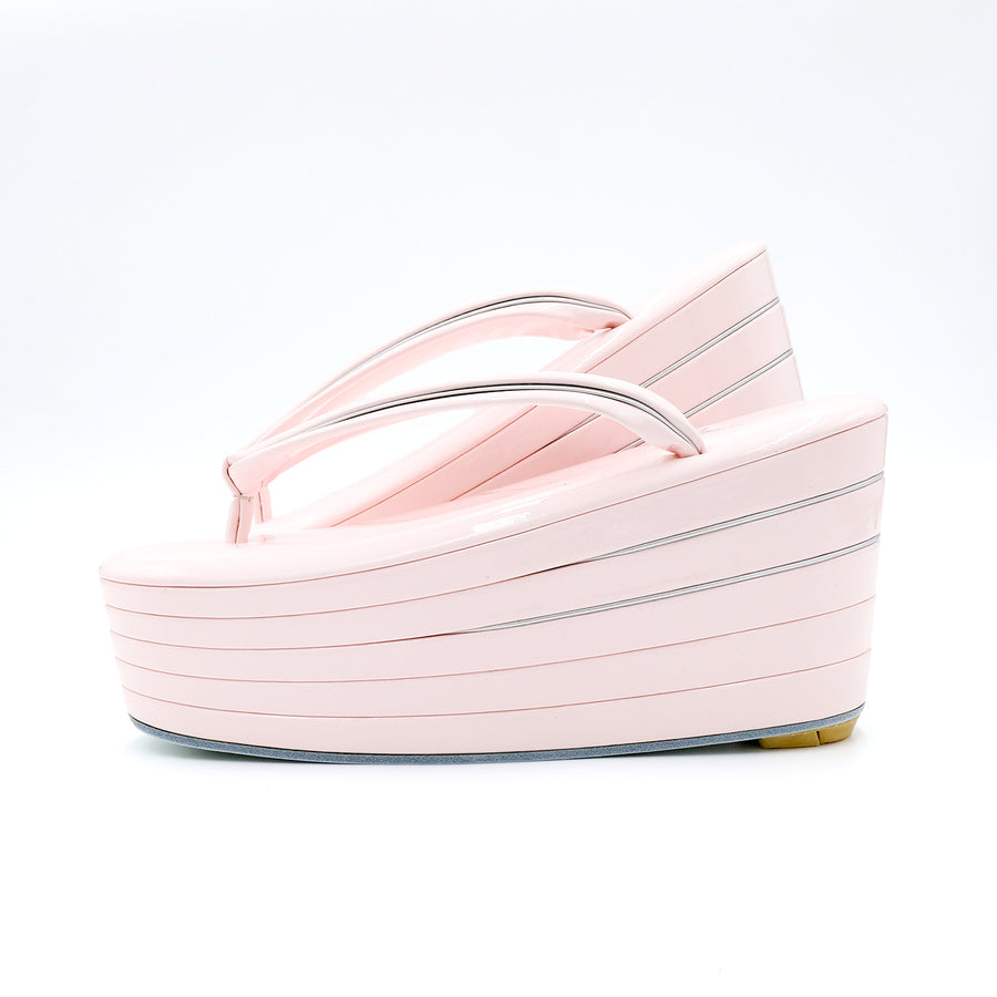 アゲ草履 5分5枚<br>ベビーピンク×シルバー<br>M・Lサイズ