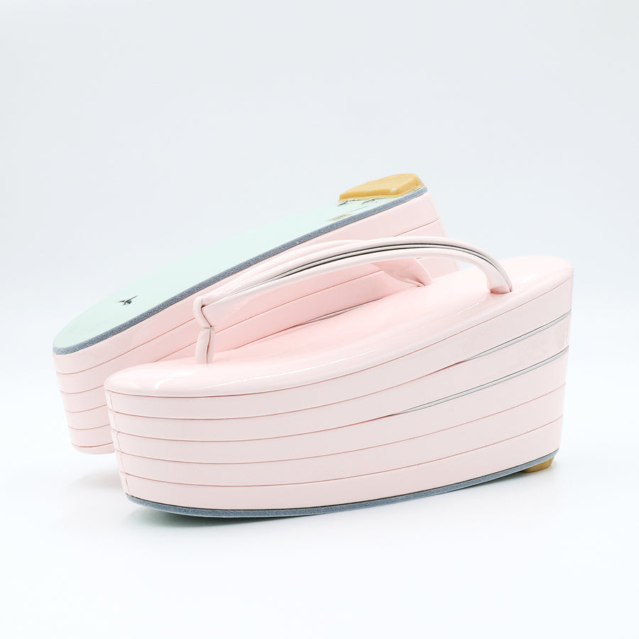 アゲ草履 5分5枚<br>ベビーピンク×シルバー<br>M・Lサイズ