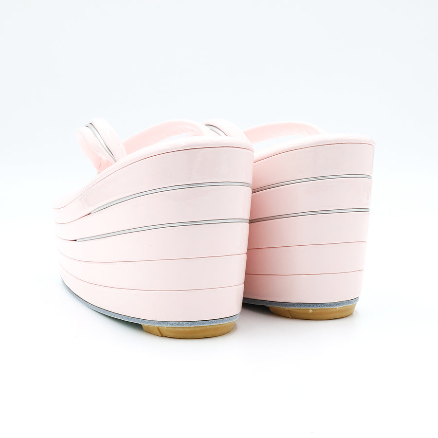 アゲ草履 5分5枚<br>ベビーピンク×シルバー<br>M・Lサイズ