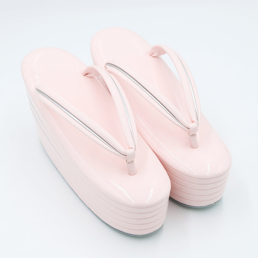 アゲ草履 5分5枚<br>ベビーピンク×シルバー<br>M・Lサイズ