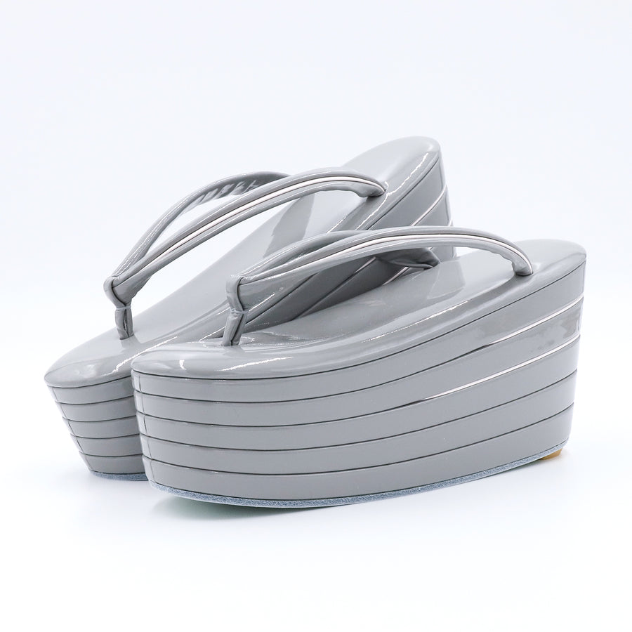 アゲ草履 5分5枚<br>グレー×桜色 （M・Lサイズ）