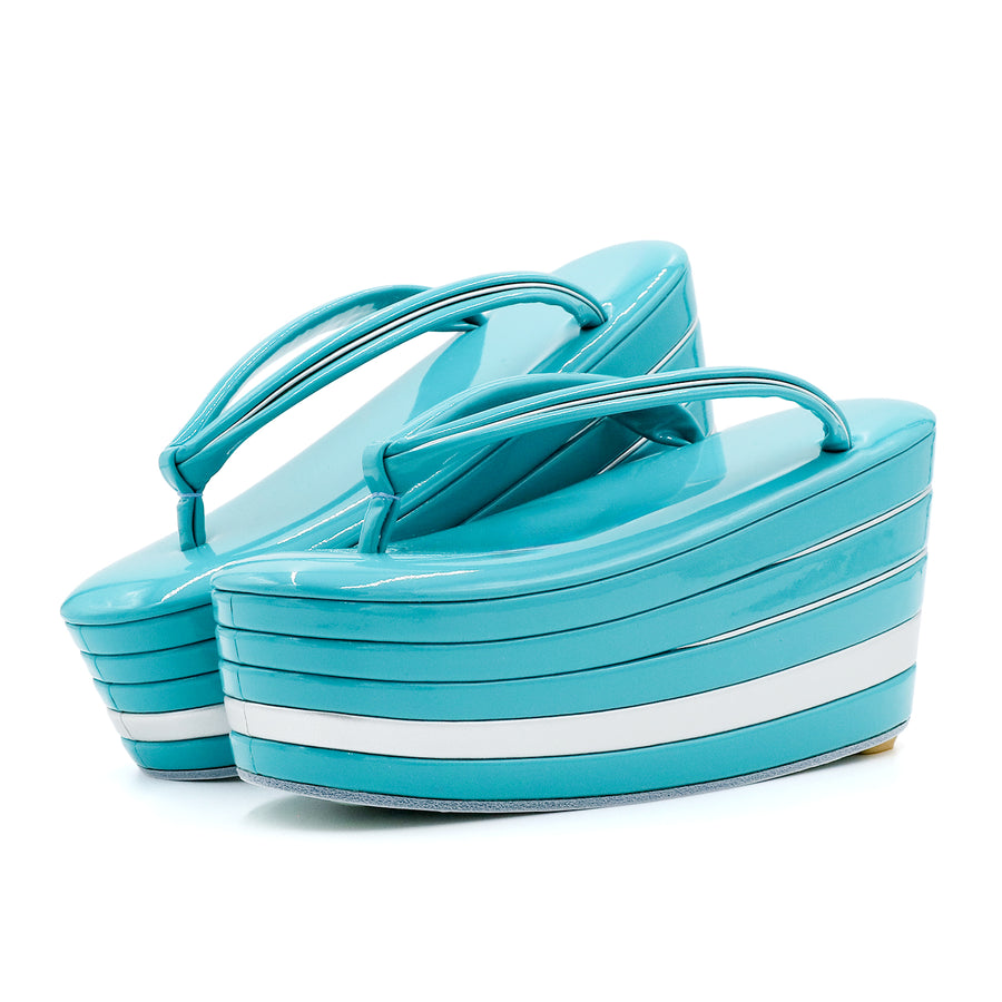 アゲ草履 5分5枚<br>ピーコックグリーン×シルバー<br>（M・Lサイズ）