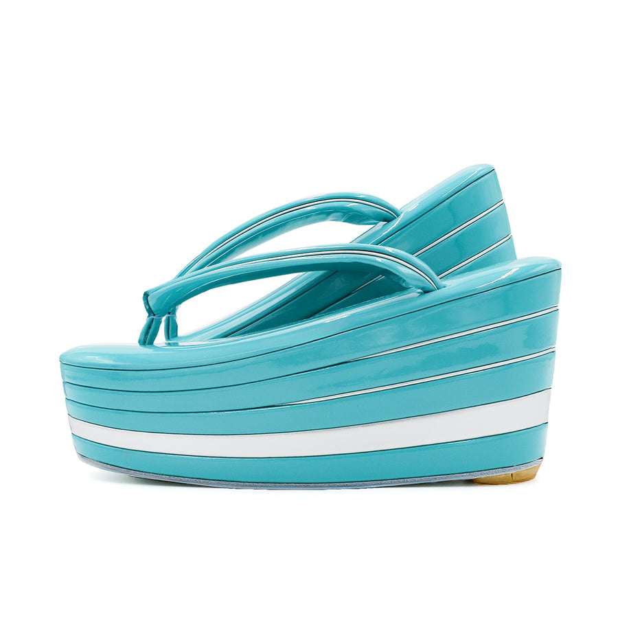 アゲ草履 5分5枚<br>ピーコックグリーン×シルバー<br>（M・Lサイズ）