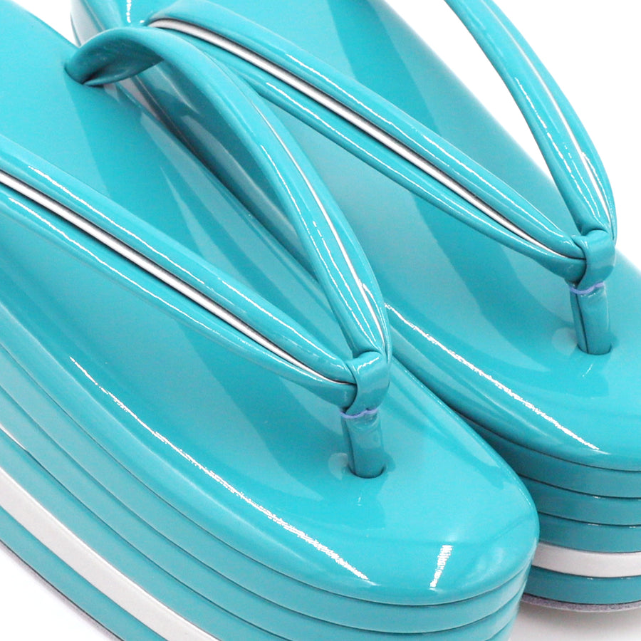 アゲ草履 5分5枚<br>ピーコックグリーン×シルバー<br>（M・Lサイズ）