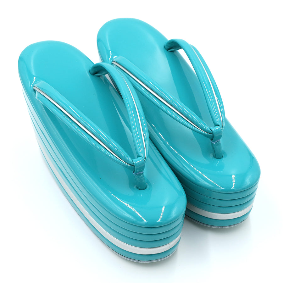 アゲ草履 5分5枚<br>ピーコックグリーン×シルバー<br>（M・Lサイズ）