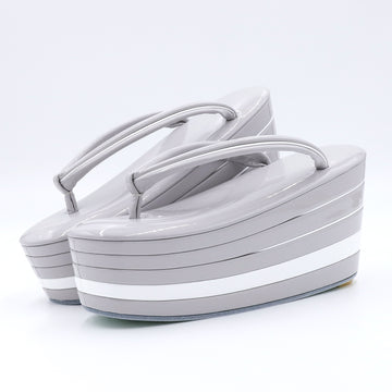 アゲ草履 5分5枚<br>グレージュ×白 <br>M・Lサイズ