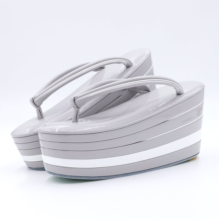 アゲ草履 5分5枚<br>グレージュ×白 <br>M・Lサイズ