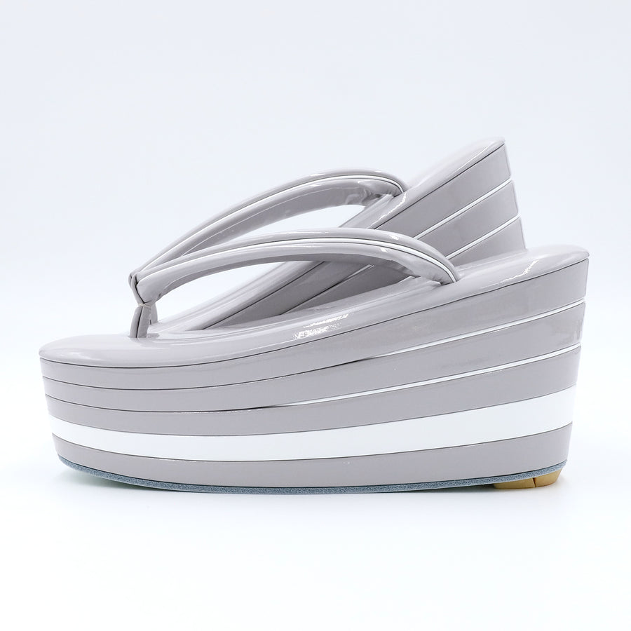 アゲ草履 5分5枚<br>グレージュ×白 <br>M・Lサイズ