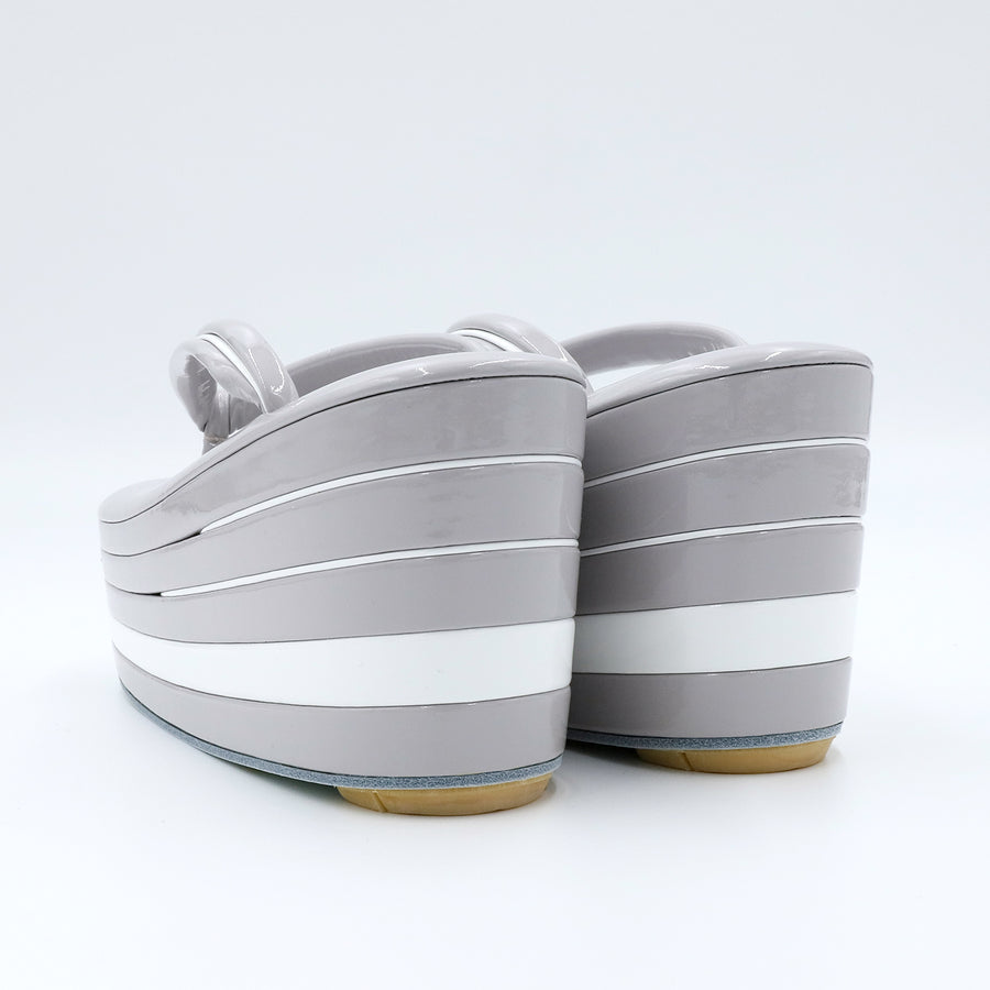 アゲ草履 5分5枚<br>グレージュ×白 <br>M・Lサイズ