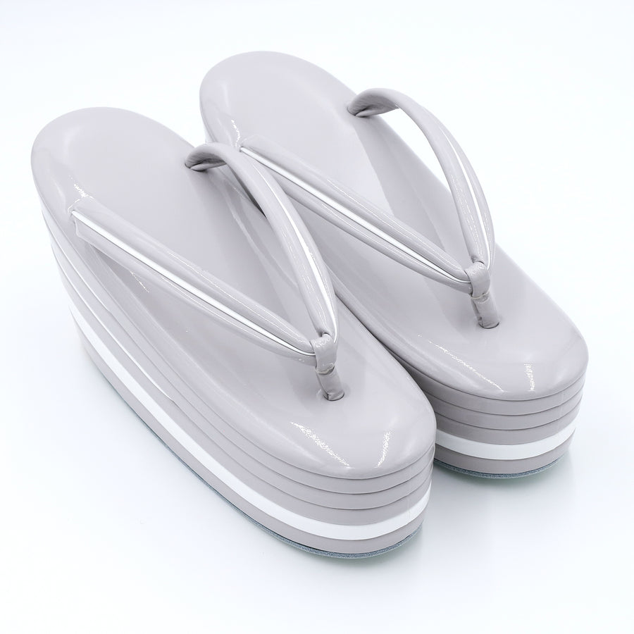 アゲ草履 5分5枚<br>グレージュ×白 <br>M・Lサイズ