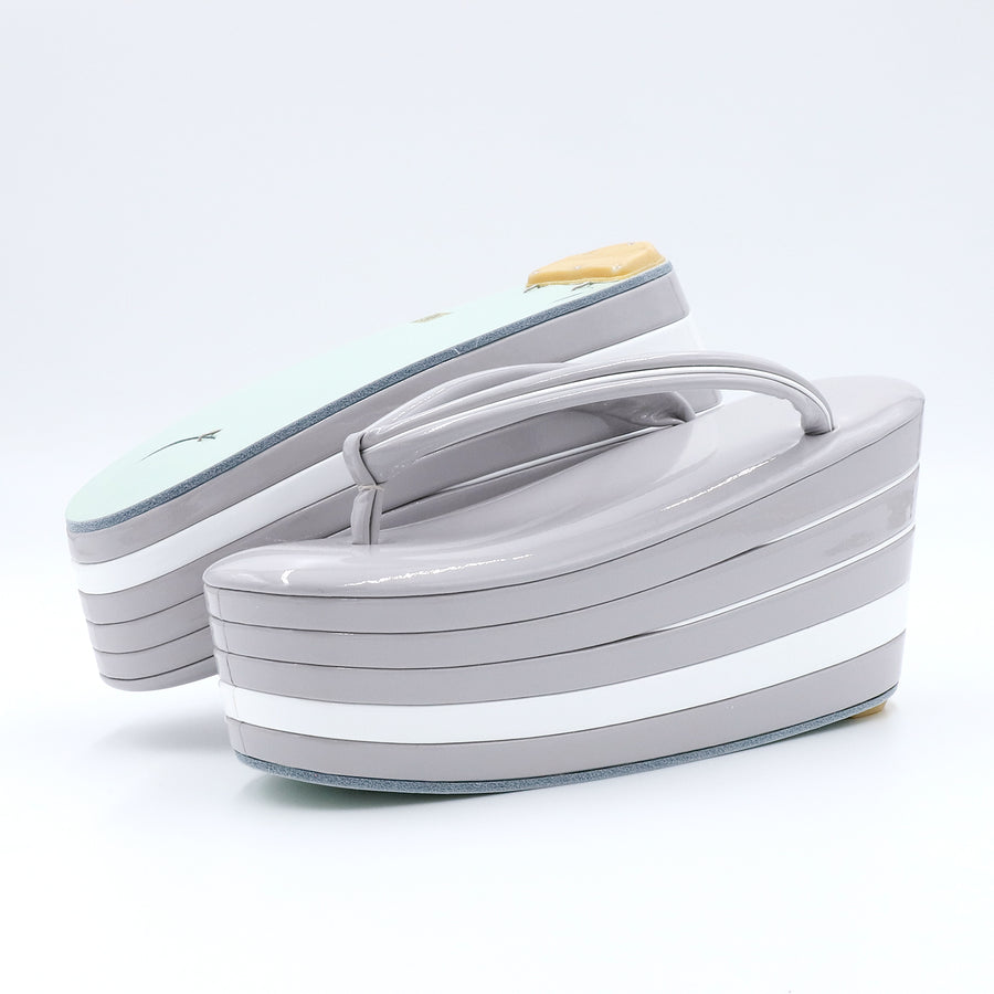 アゲ草履 5分5枚<br>グレージュ×白 <br>M・Lサイズ