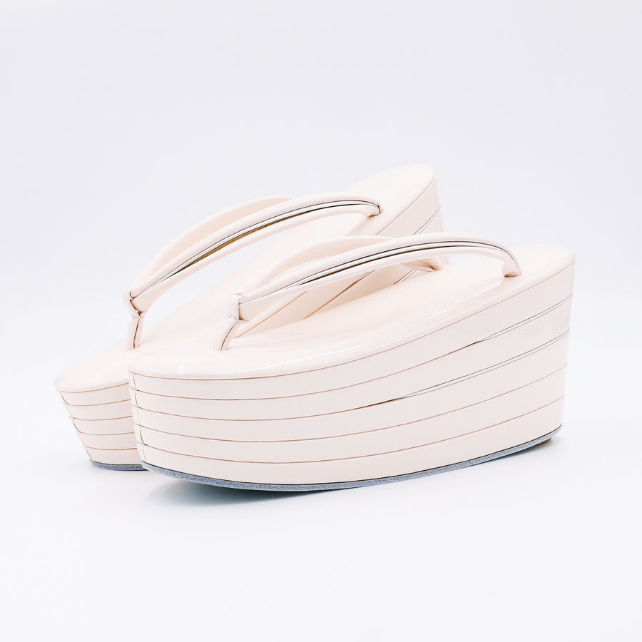 アゲ草履 5分5枚<br>桜色×シルバー（Lサイズ）