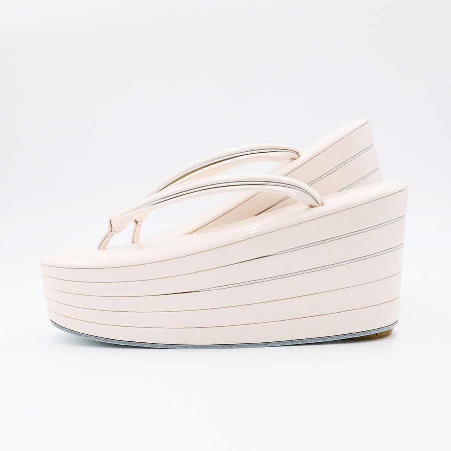 アゲ草履 5分5枚<br>桜色×シルバー（Lサイズ）