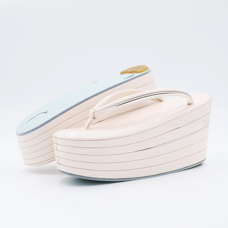 アゲ草履 5分5枚<br>桜色×シルバー（Lサイズ）