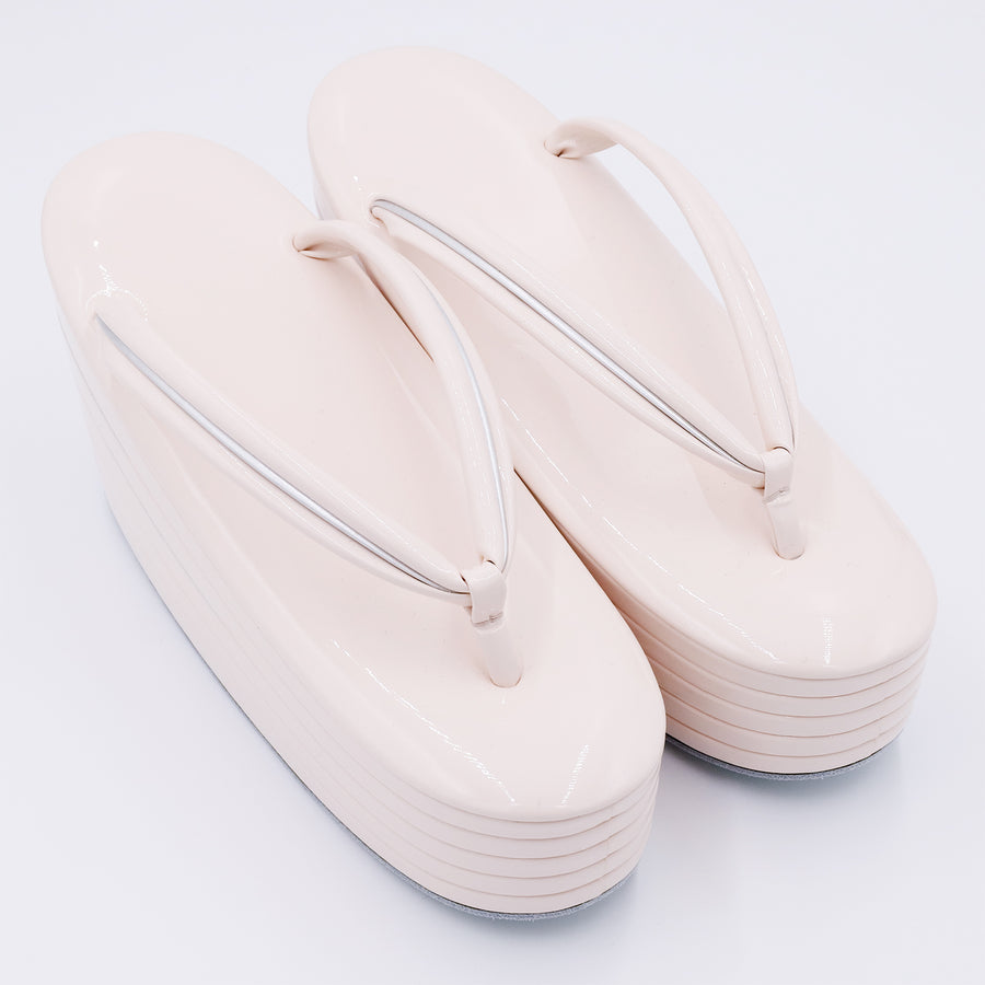 アゲ草履 5分5枚<br>桜色×シルバー（Lサイズ）