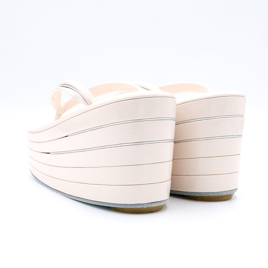 アゲ草履 5分5枚<br>桜色×シルバー（Lサイズ）