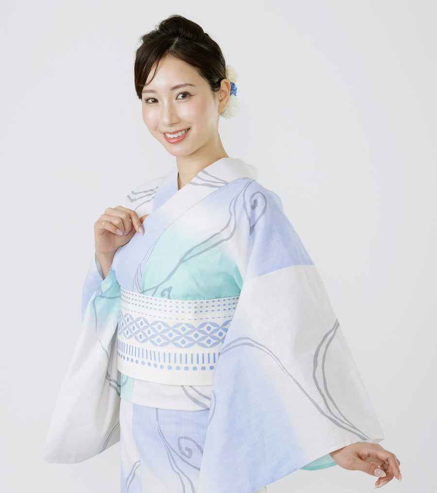 浴衣「古典回帰」水 空色