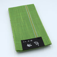 七野本麻半巾帯 若草色 – EMON