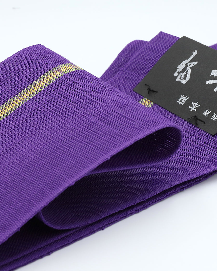 七野本麻半巾帯 本紫 – EMON
