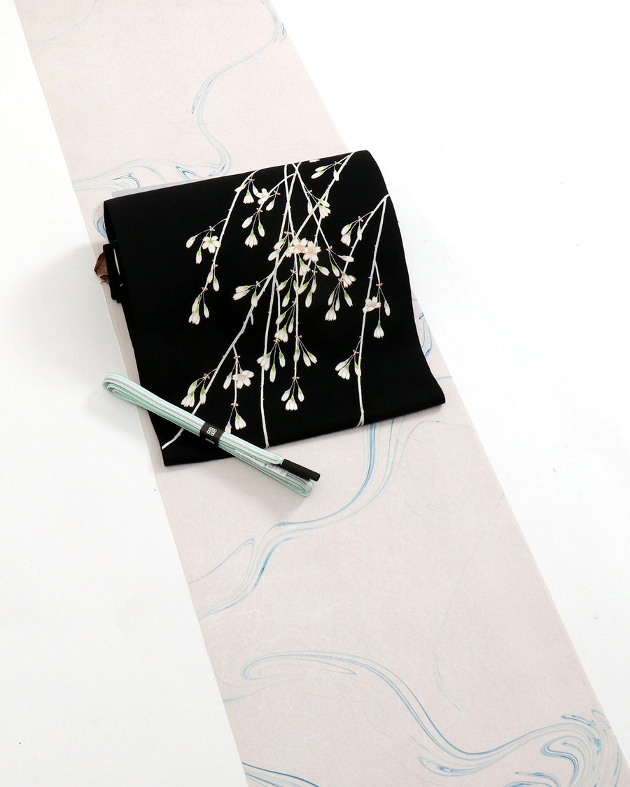 工芸染匠成謙塩瀬本友禅染名古屋帯枝垂れ桜 – EMON