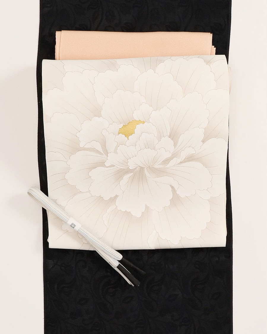 工芸染匠成謙塩瀬本友禅染名古屋帯大輪牡丹 – EMON