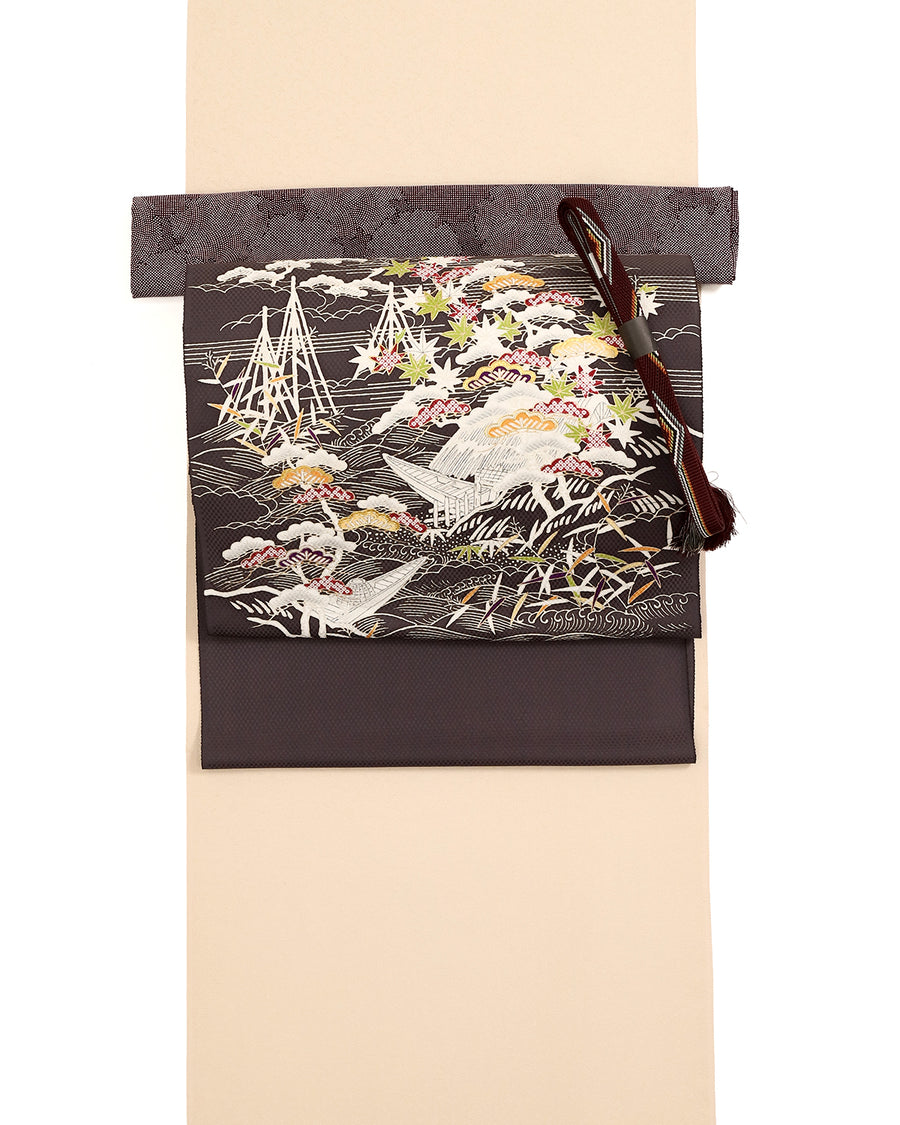 工芸染匠成謙本友禅染九寸名古屋帯御所解文様 – EMON