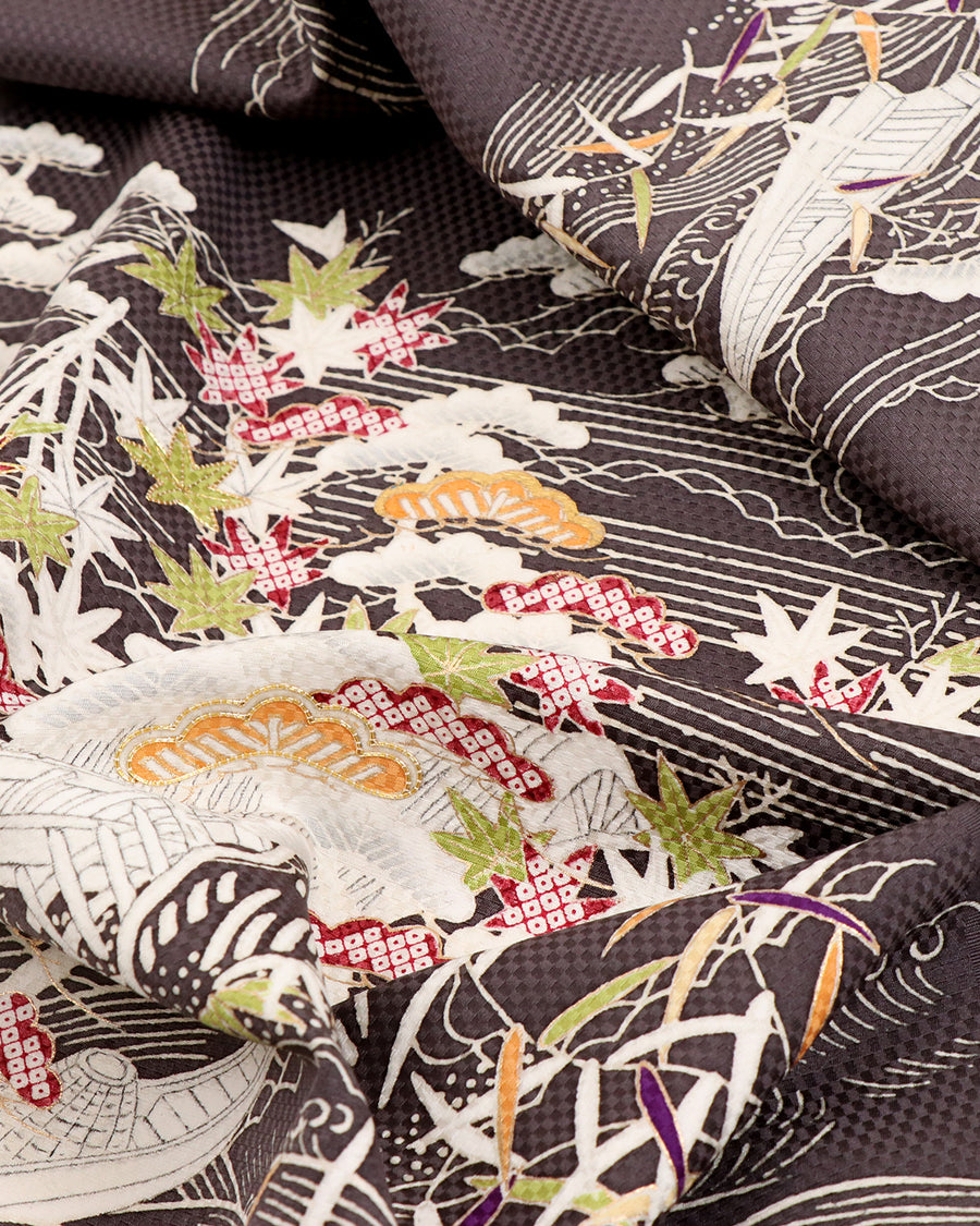 工芸染匠成謙本友禅染九寸名古屋帯御所解文様 – EMON