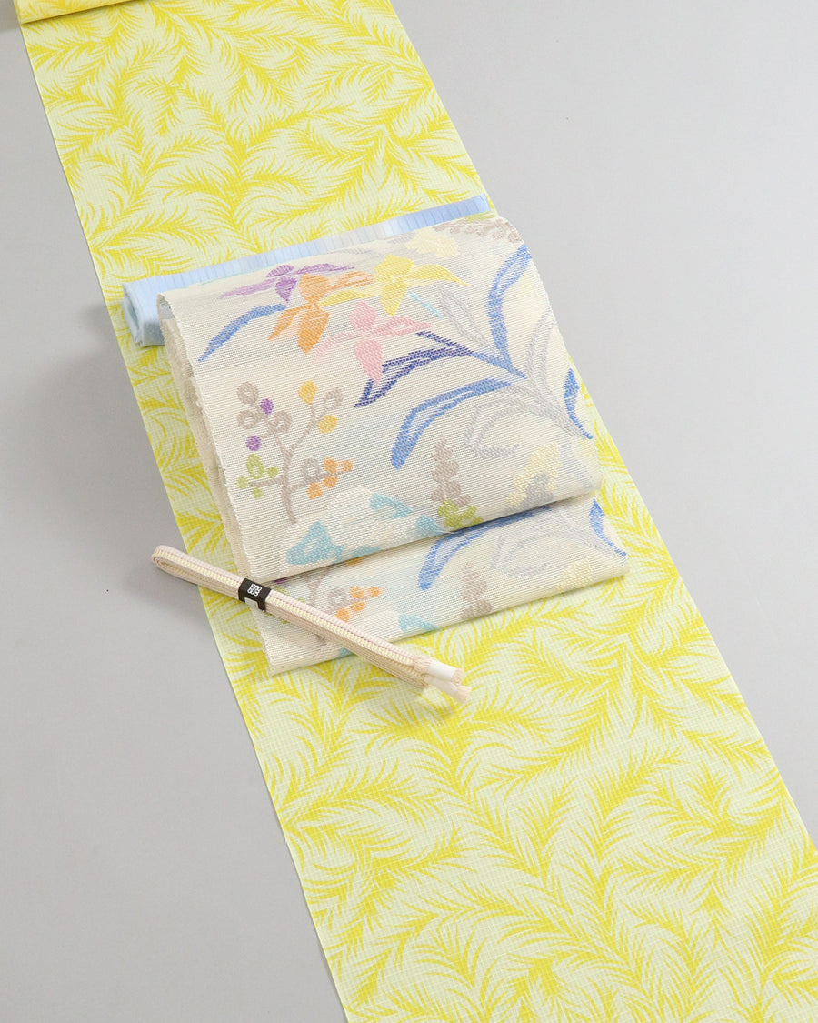 MONTHLY PICK】帯屋捨松夏八寸名古屋帯夏の庭 白お仕立て代込み – EMON