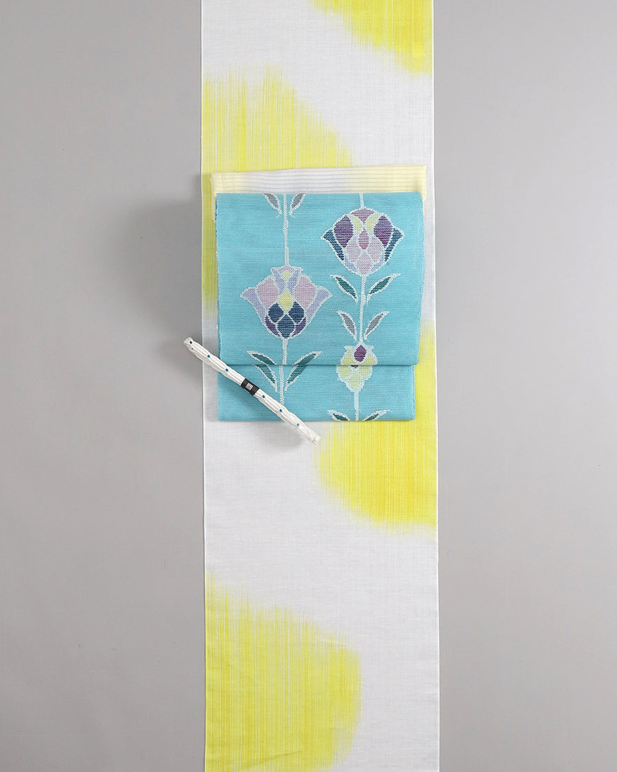 帯屋捨松夏八寸名古屋帯ステンド花文 – EMON