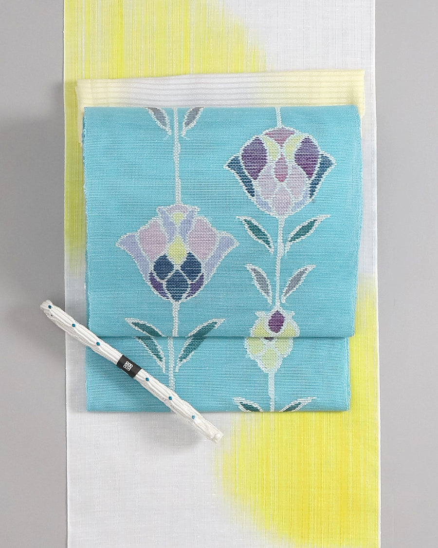 帯屋捨松夏八寸名古屋帯ステンド花文 – EMON