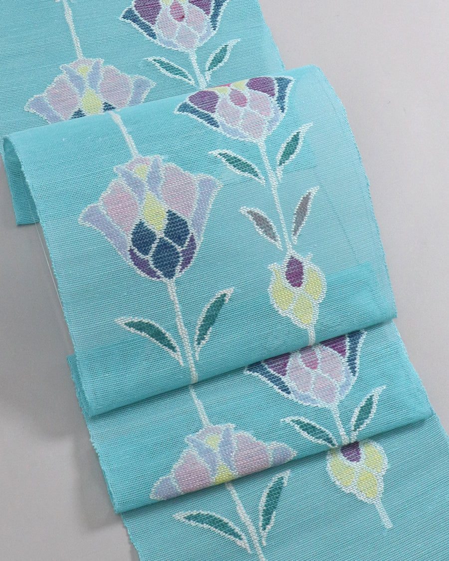帯屋捨松　名古屋帯　夏帯　花 帯屋捨松夏八寸名古屋帯ステンド花文 – EMON