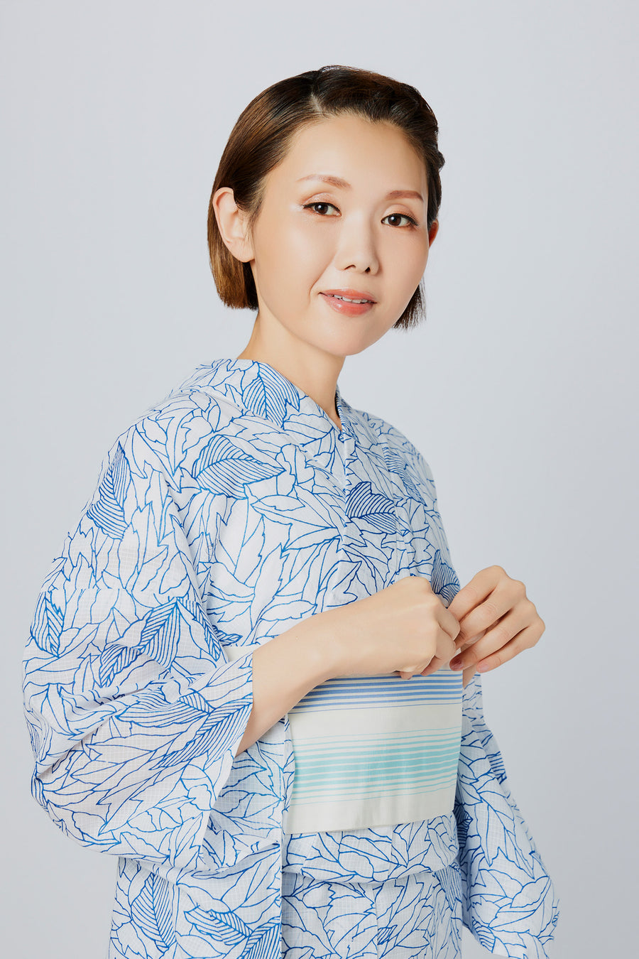 伊勢型写し浴衣「木洩れ日」紺碧