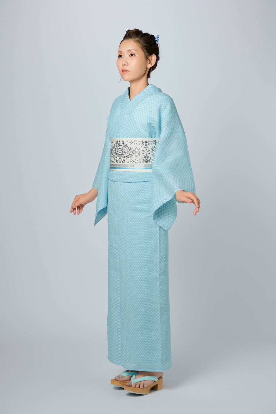 伊勢型写し浴衣「七宝繋ぎ」瓶覗